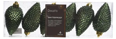 Produktbild von Christbaumschmuck Zapfen bruchfest Ø 4,5cm / H 8cm 6 Stk grün