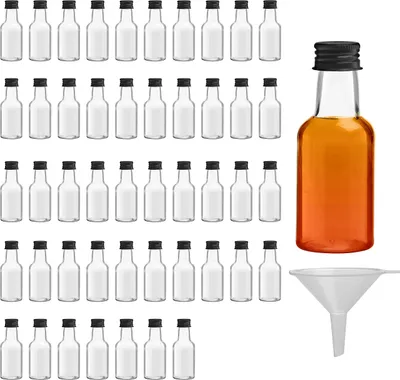 Produktbild von BELLE VOUS Shot Flaschen zum Befüllen 25ml (48er Pack) - Kleine Flaschen zum Befüllen - Kleine Flaschen aus Kunststoff - Likörflaschen Ingwer Shot