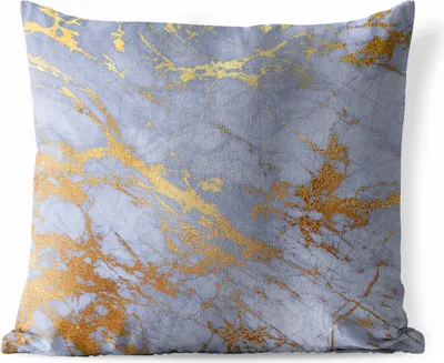 Produktbild von MuchoWow® Outdoor Kissen - Marmor - Muster - Blau - Gold - 50x50 cm - Wetterfest - Lounge Kissen - Komfortabel - Kissen mit Bild