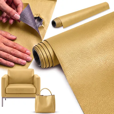 Produktbild von Selbstklebender Lederflicken 50 x 137 cm, hellgelb