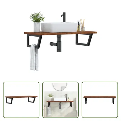Imagen del producto de Encimera para lavabo "The Living Store" con soporte de acero y madera maciza de roble