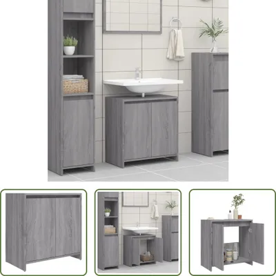 Obrázek produktu pro The Living Store Koupelnová skříňka Grey Sonoma 60x33x61 cm Materiál na bázi dřeva