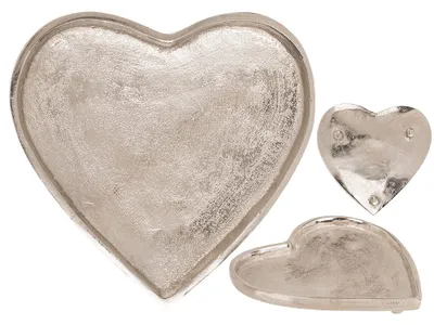 Produktbild von Silberfarbene Metall-Deko-Schale, Herz