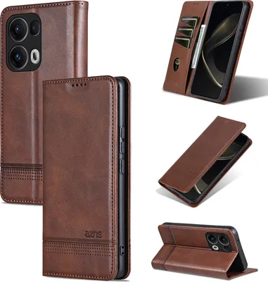 Produktbild von Leder Hülle für Oppo Reno13 Pro, Klapphüllen Brieftasche Magnetverschluss Ständer Schutzhülle Kaffee