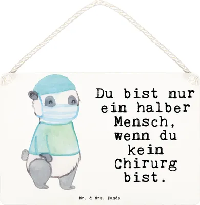 Produktbild von Mr. & Mrs. Panda Holzschild Chirurg Herz DIN A6 - Weiß - Geschenk, Wandbild Holz, Mediziner, Arzt, Krankenhaus, kleine aufmerksamkeit, Spruch, holzbild, Türschild, Schild