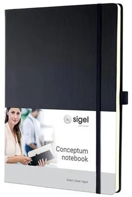 Zápisník, exkluzívny, A4, linajkový, 97 strán, tvrdá obálka, SIGEL "Conceptum", čierna