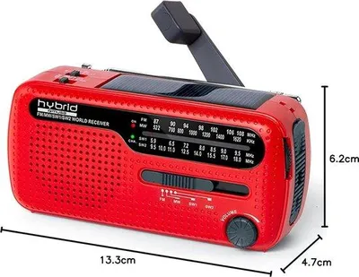 Immagine prodotto di Radio solare con maniglia e funzione di ricarica - Funzione powerbank - Torcia a LED e luce di lettura per il campeggio e le attività all'aperto