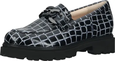 Produktbild von HASSIA Leder-Slipper für Damen mit eleganter Kette und modischem Animal-Print