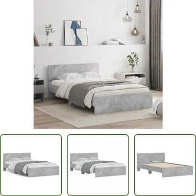 Produktbild von The Living Store Bettgestell mit Kopfteil Betongrau 120x190 cm