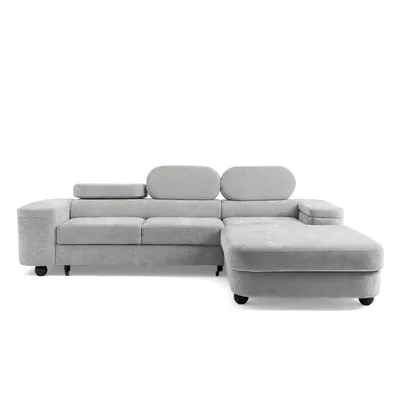 Produktbild von MUFFO Ecksofa LOVE L Rechts mit Schlaffunktion 124x210 Chenille Hellgrau