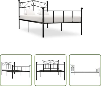 Produktbild von The Living Store Bettgestell Schwarz Metall 100 × 200 cm