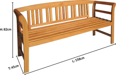Image de Casaria Banc de jardin Rose 3 places en bois d’eucalyptus certifié FSC 150 cm banc en bois exterieur banquette résistant