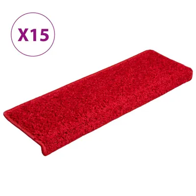 Image de Tapis d'escalier 15 pièces 65 x 21 x 4 cm Bordure rectangulaire rouge