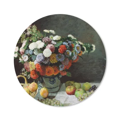 Produktbild von MuchoWow® Mauspad Mousepad Stillleben mit Blumen und Früchten - Claude Monet 20x20 cm - Mousepads - Maus Mat - Pad - Mausunterlage - Schreibtischmatte
