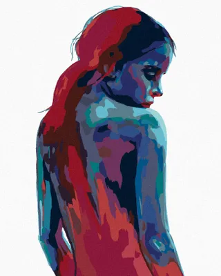 Produktbild von Zuty - Malen nach Zahlen - FRAU IN BLAUEN UND ROTEN FARBTÖNEN, 40x50 cm, ohne Keilrahmen