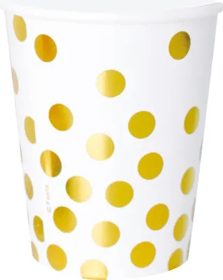 Produktbild von Pappbecher "Golden Dots", weiß, 6 Stk.