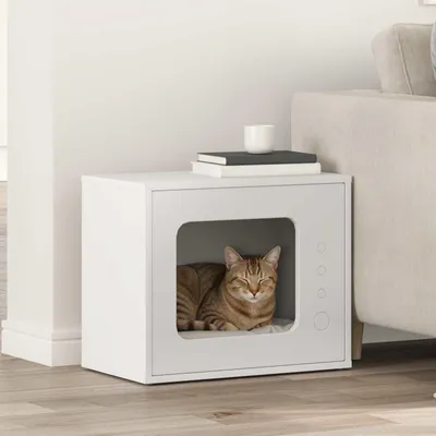 Produktbild von "Schlussverkauf" Katzenhaus moderne - Max. Gewicht: 60 kg - Weiß 51x30x42 cm Holzwerkstoff  C15696