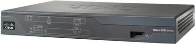 Produktbild von Cisco 881, 10,100 Mbit/s, 10/100Base-T(X), Ethernet (RJ-45), IEEE 802.1D,IEEE 802.1Q,IEEE 802.1x, BGP,EIGRP,HSRP,OSPF,RIP-1,RIP-2, 3DES,128-bit AES,192-bit AES,256-bit AES,DES,HTTPS,LEAP,MD5,PEAP,TKIP,WPA,WPA-PSK,WPA2