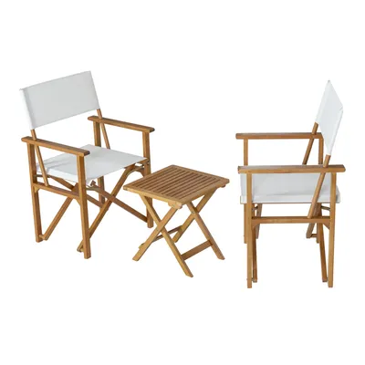 Immagine prodotto di Set da bistrot 'Capistrello' 3 pezzi con 1 tavolo e 2 sedie pieghevoli in legno di eucalipto bianco