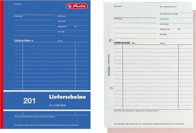 Produktbild von Formularbuch Lieferschein A5 201 2x50 Blatt Packung mit 10 Stück