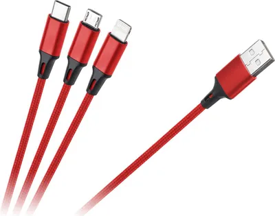 Obrázek produktu pro kabel USB 3 v 1: Micro-USB, Type-C, Lightning, 100 cm