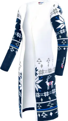 Zdjęcie produktu dla Nebulus Norweger Cardigan Płaszcz kardigan NOORS Damski, ciepły kardigan, dzianinowy płaszcz w norweskim stylu, P6223 - Damski, biało-granatowy, M/38