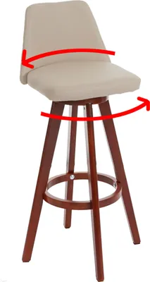 Image de lot de 2 tabourets de bar HWC-C43, chaise de bar tabouret de comptoir, bois similicuir pivotant MVG- ~ crème