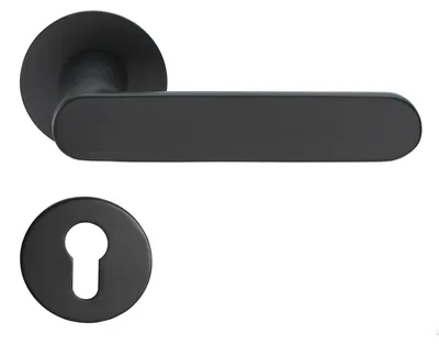 Produktbild von Georgetown Drückergarnitur MeinTürgriff Flachrosette Schwarz matt Türdrücker BB PZ WC