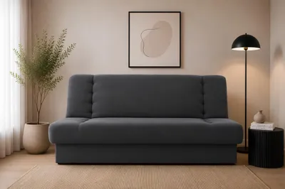 Produktbild von MOEBLO Schlafsofa CYPRUS – Sofa Kippsofa Klappsofa Click-Clack Couch für Wohnzimmer Federkern Sofagarnitur Polstersofa mit Bettkasten und Schlaffunktion (BxHxT): 192x85x92 cm (Dunkelgrau - Soro 96)