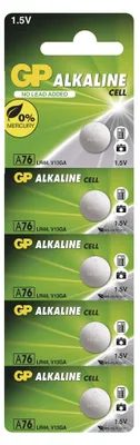 Alkalická knoflíková baterie GP A76F (LR44) - 8 + 2 zdarma