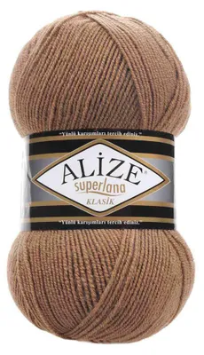 Alize Superlana Klasik unifarben 100g Strickgarn Strickwolle 25% Wolle, 466 camel
