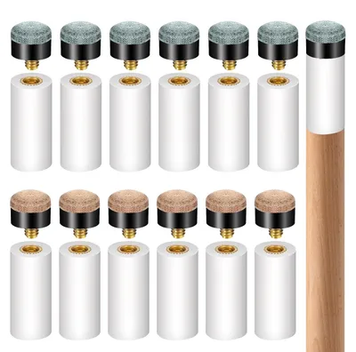 Produktbild von 12 Stück Pool-/Snooker-Schneideersatz-Set mit weißen Spitzen, 13 mm, blau und braun