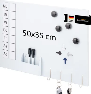 Image de bremermann Tableau magnétique en métal, inscriptible, nombreux accessoires, laqué blanc