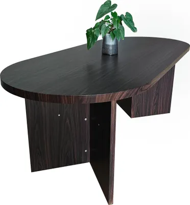 Produktbild von Esstisch 204 x 90 cm Holz Walnuss-Optik gerade Kante oval V-Gestell OVI