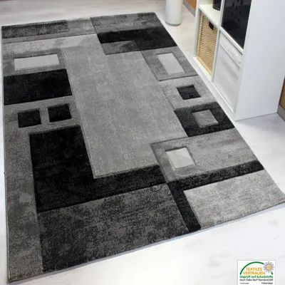 Produktbild von Teppich Modern Heatset, Kariert und Meliert in Grau, sehr dicht gewebt - F8529, Maße:60 cm x 110 cm
