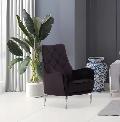 Obrázok produktu pre Kreslo Kreslo s ušami Jednosedacie látkové kreslo Čierne Polyester Obývačka
