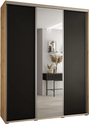 Produktbild von MEBLE KRYSPOL Davos 3 Schrank, drei Türen - 235,2x200x45 cm - Artisan Schwarz Silber