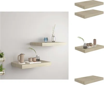 Zdjęcie produktu dla vidaXL Pływające półki ścienne 2 szt. MDF w kolorze dębu 40x23x3,8 cm - Półki ścienne
