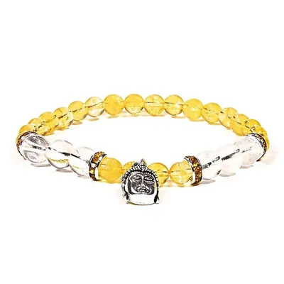 Image de Bracelet Citrine/Cristal De Roche Avec Bouddha --paquet De 2 Pcs - 6-8 Mm