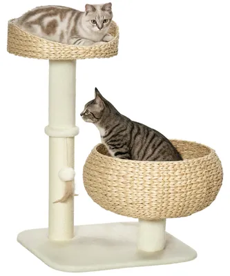 Produktbild von PawHut Kratzbaum, 72 cm, Katzenbaum mit 2 Katzenbetten, Kletterbaum,Cremeweiß