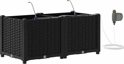 Produktbild von Garten-Pflanzgefäß 2 pcs Schwarz 80 x 40 x 37,5 cm Kunststoff