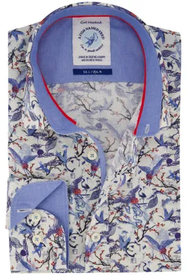 Produktbild von overhemden A Fish Named Fred blauw stretch