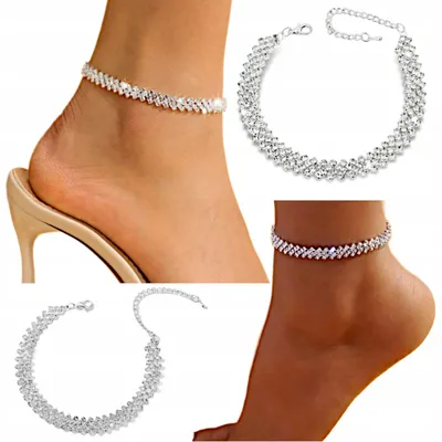 Image de Bracelet en argent pour la cheville, avec zircons et cristaux, élégant et tendance