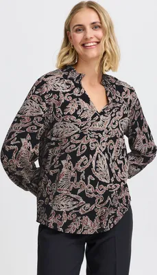 Produktbild von fransa FRGladis Damen Bluse Blusenshirt Shirt mit V-Ausschnitt gemustert Regular fit