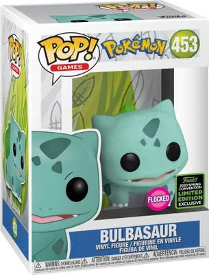 Produktbild von Funko Pop! Games: Pokemon - Bulbasaur (Flocked) #453 [2020 Spring Convention Exclusive]