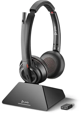 Produktbild von HP Poly Savi 8220 Stereo DECT 1880-1900 MHz Top mit Ladestation, Kopfhörer, 160 g, Schwarz