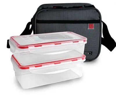 Mini Lunchbox Grau 0,6+0,8 L – Stoff, rechteckig, tragbar