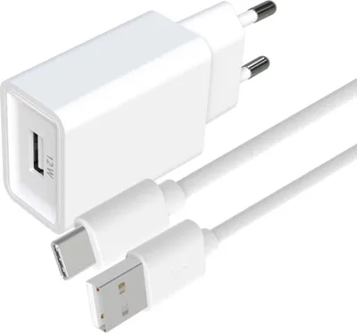 Image de Jaym, kit de recharge USB-A bloc d'alimentation 2.4A incl. câble USB-C 1.5m, blanc