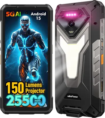 Immagine prodotto di Ulefone Armor 34 Pro 5G Outdoor Handy mit Projektor, 32GB+512GB/2TB AI Outdoor Smartphone Android 15, 25500mAh 6.95" FHD+ 1100LM Campinglampe, WiFi 6E