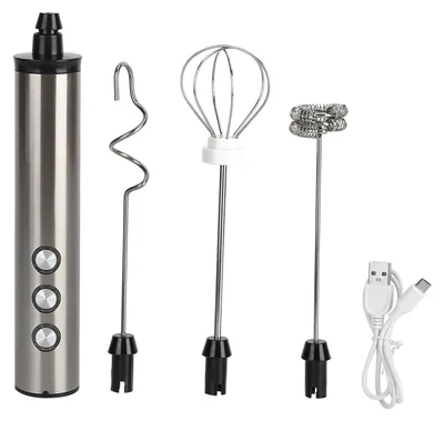 Produktbild von Milchaufschäumer aus Edelstahl, USB-Aufladung, handgehaltener elektrischer Schneebesen für die Küche zu Hause
